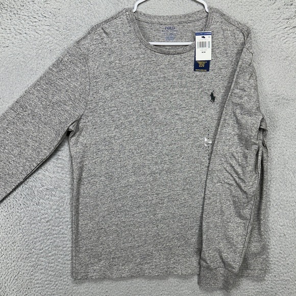 Polo Ralph Lauren Adult Mens T-Shirt Medium Grey Crewneck Long Sleeve Tee NEW